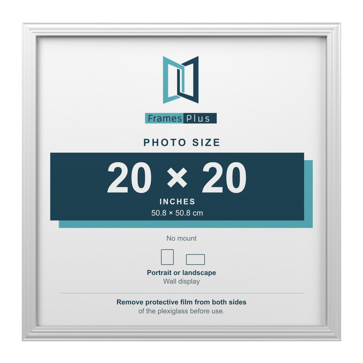 Devon White picture frame for a 20 x 20 inch photo