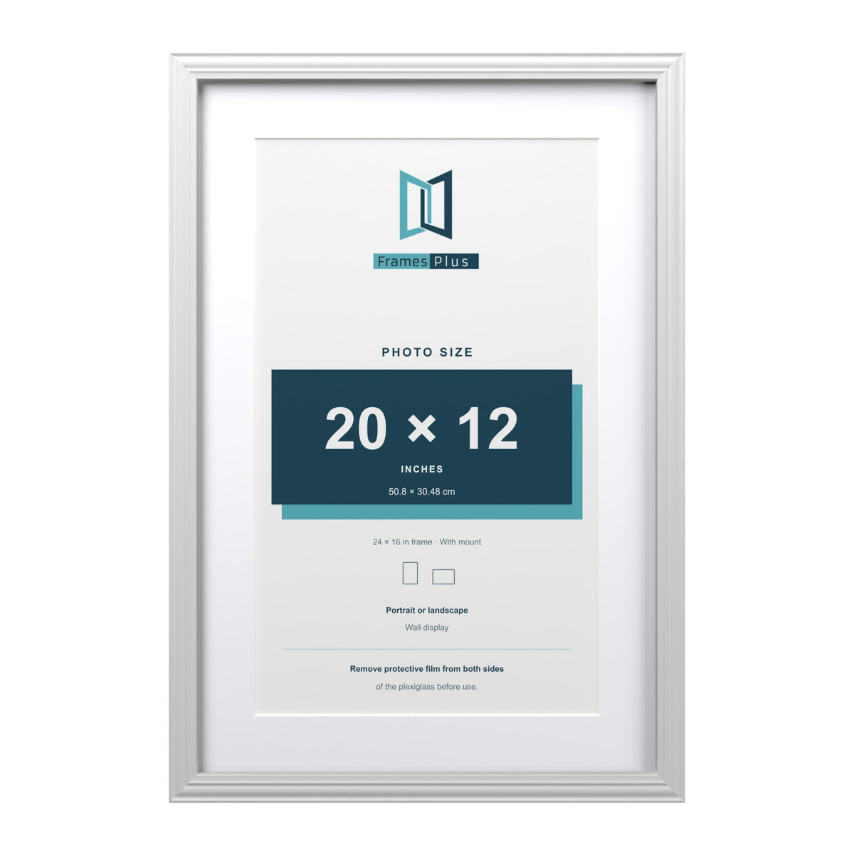 Devon White 24 x 16 inch picture frame with a white mount for a 20 x 12 inch photo