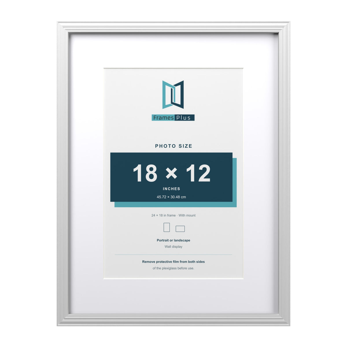 Devon White 24 x 18 inch picture frame with a white mount for an 18 x 12 inch photo