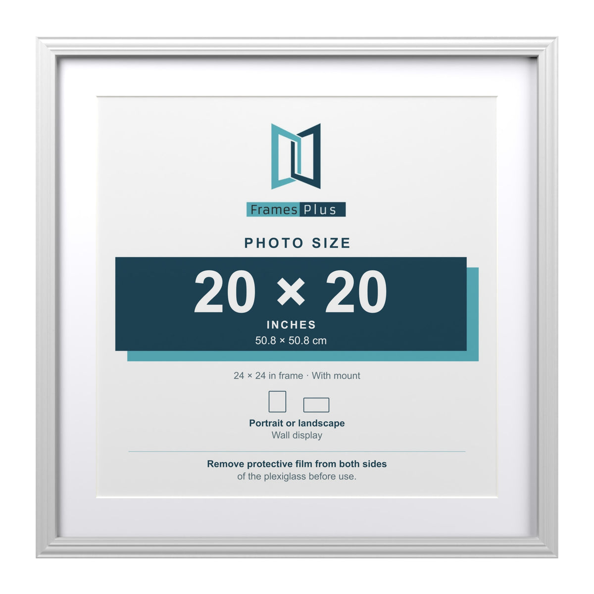 Devon White 24 x 24 inch picture frame with a white mount for a 20 x 20 inch photo
