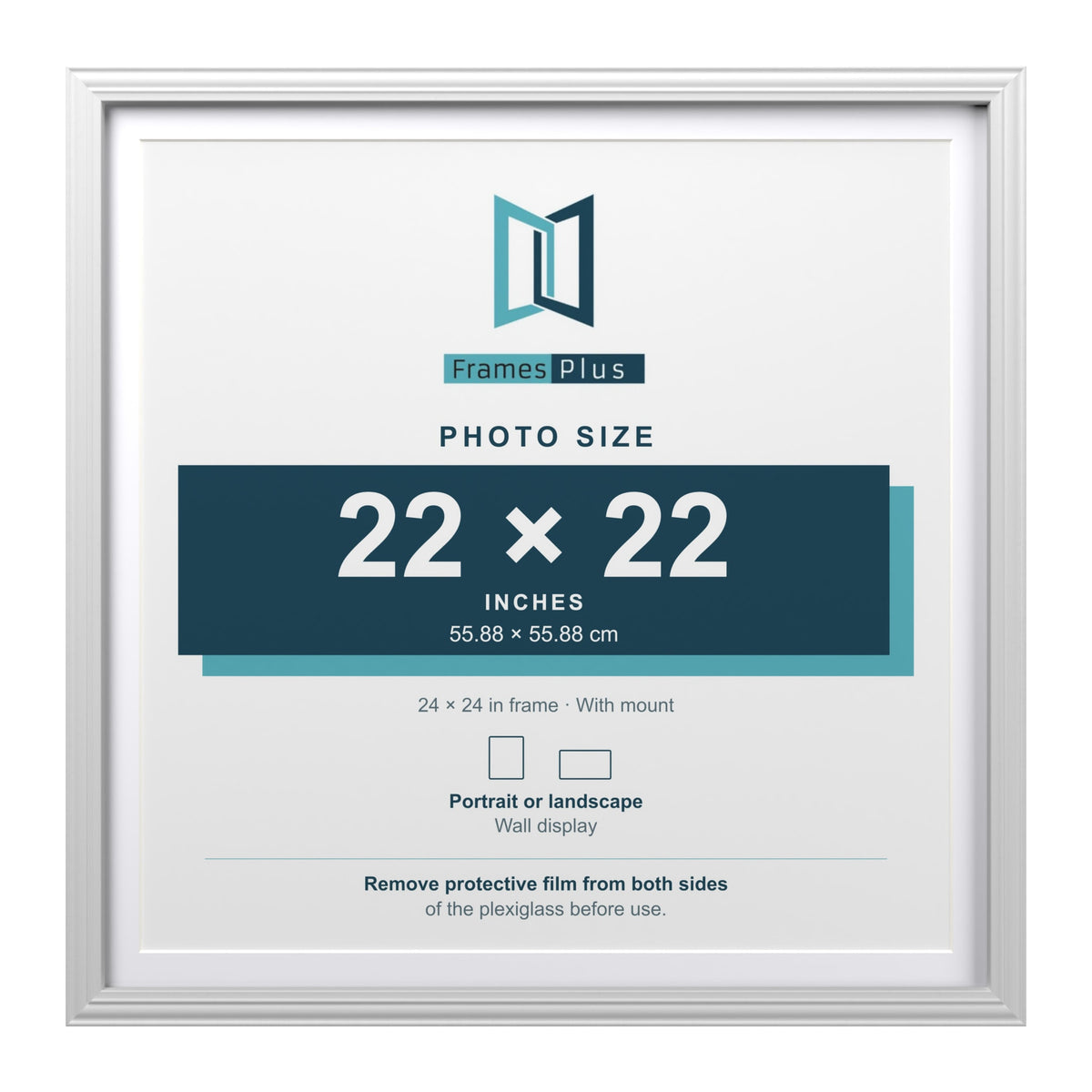Devon White 24 x 24 inch picture frame with a white mount for a 22 x 22 inch photo