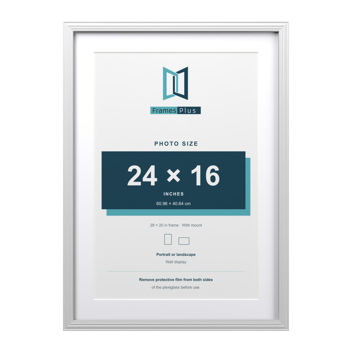 Devon White 28 x 20 inch picture frame with a white mount for a 24 x 16 inch photo