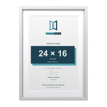 Devon White 28 x 20 inch picture frame with a white mount for a 24 x 16 inch photo