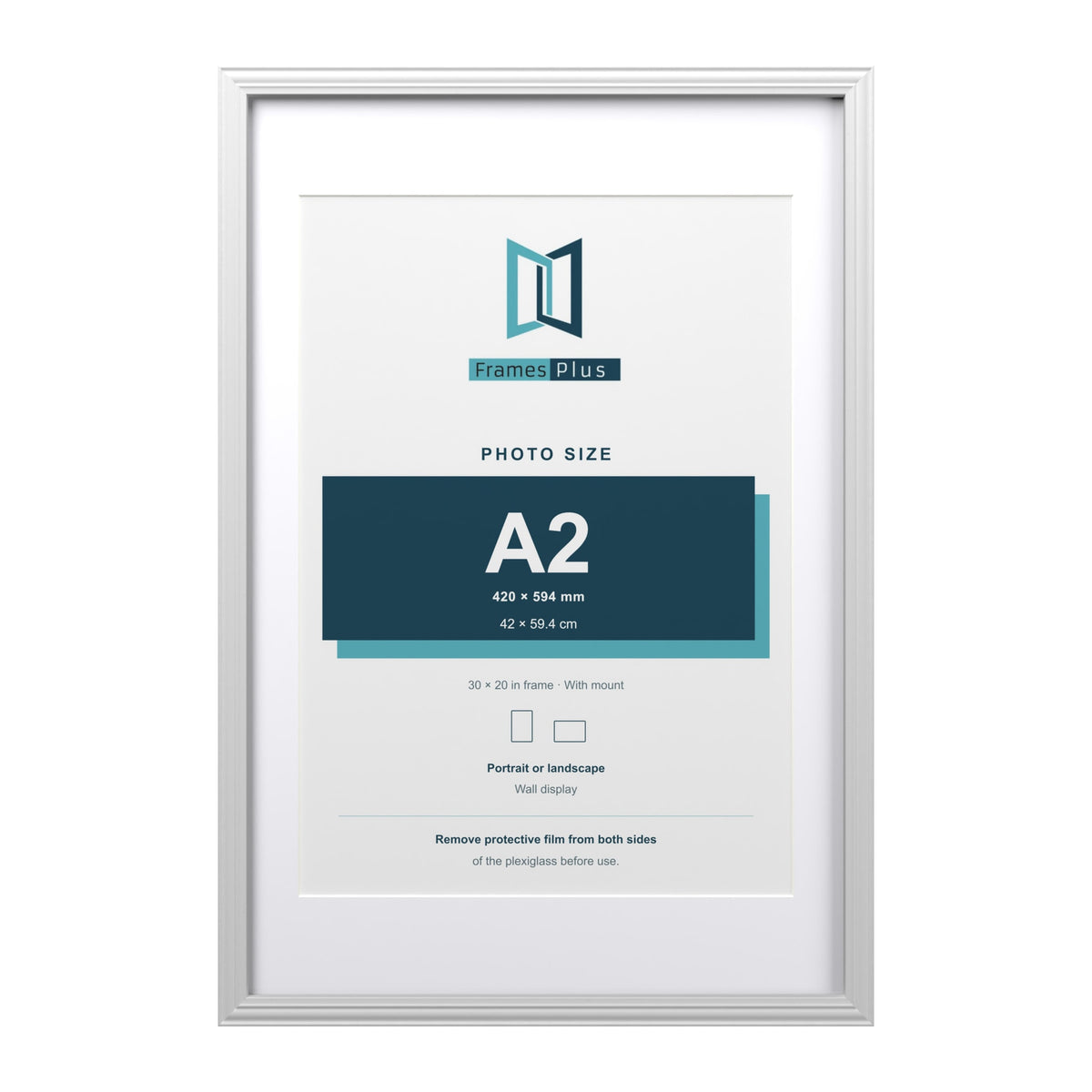 Devon White 30 x 20 inch picture frame with a white mount for an A2 photo