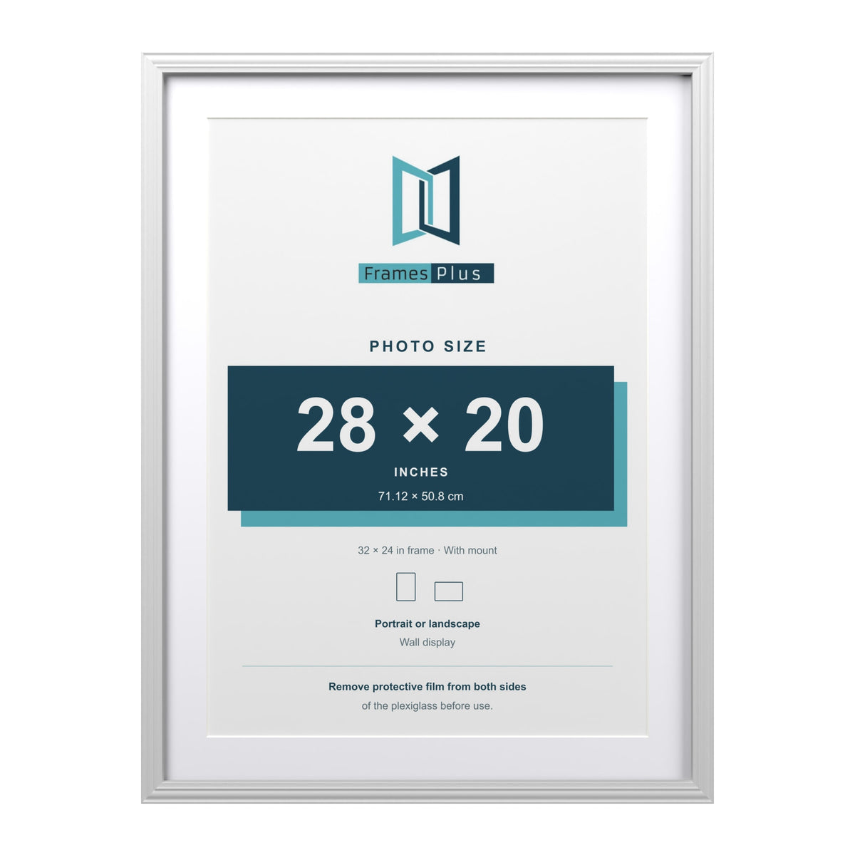 Devon White 32 x 24 inch picture frame with a white mount for a 28 x 20 inch photo
