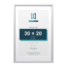 Devon White 36 x 24 inch picture frame with a white mount for a 30 x 20 inch photo