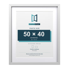 Devon White 60 x 50 cm picture frame with a white mount for a 50 x 40 cm photo