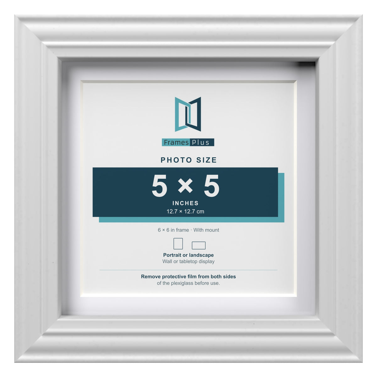 Devon White 6 x 6 inch picture frame with a white mount for a 5 x 5 inch photo