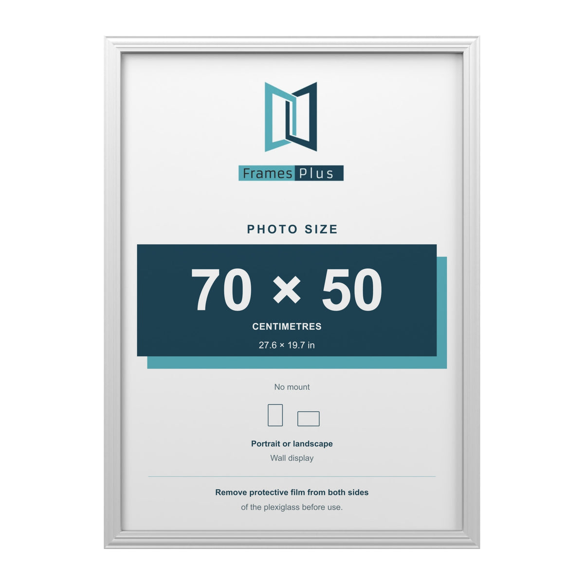 Devon White picture frame for a 70 x 50 cm photo