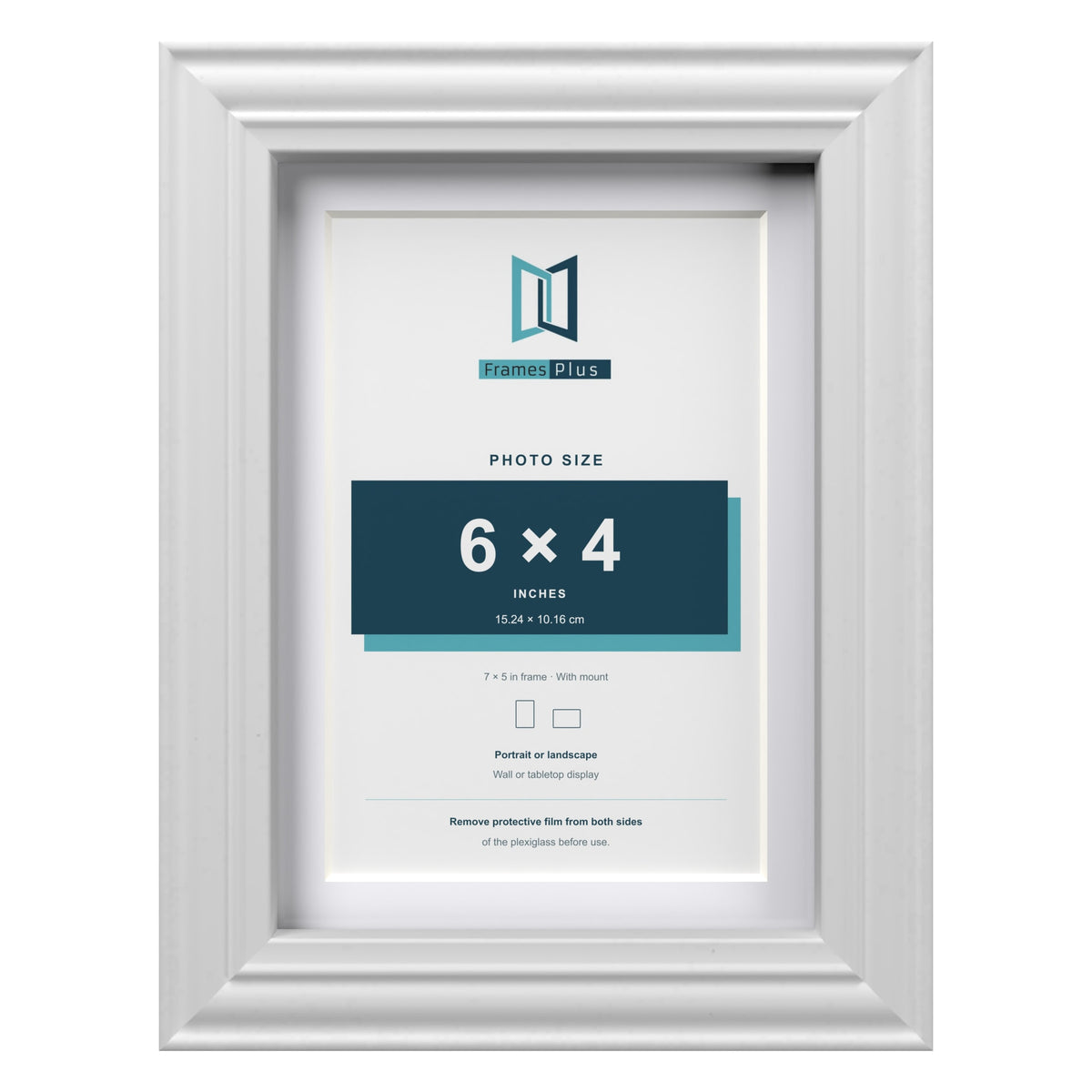 Devon White 7 x 5 inch picture frame with a white mount for a 6 x 4 inch photo