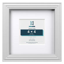 Devon White 7 x 7 inch picture frame with a white mount for a 4 x 4 inch photo