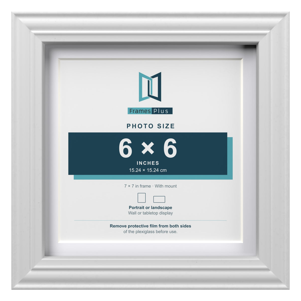 Devon White 7 x 7 inch picture frame with a white mount for a 6 x 6 inch photo