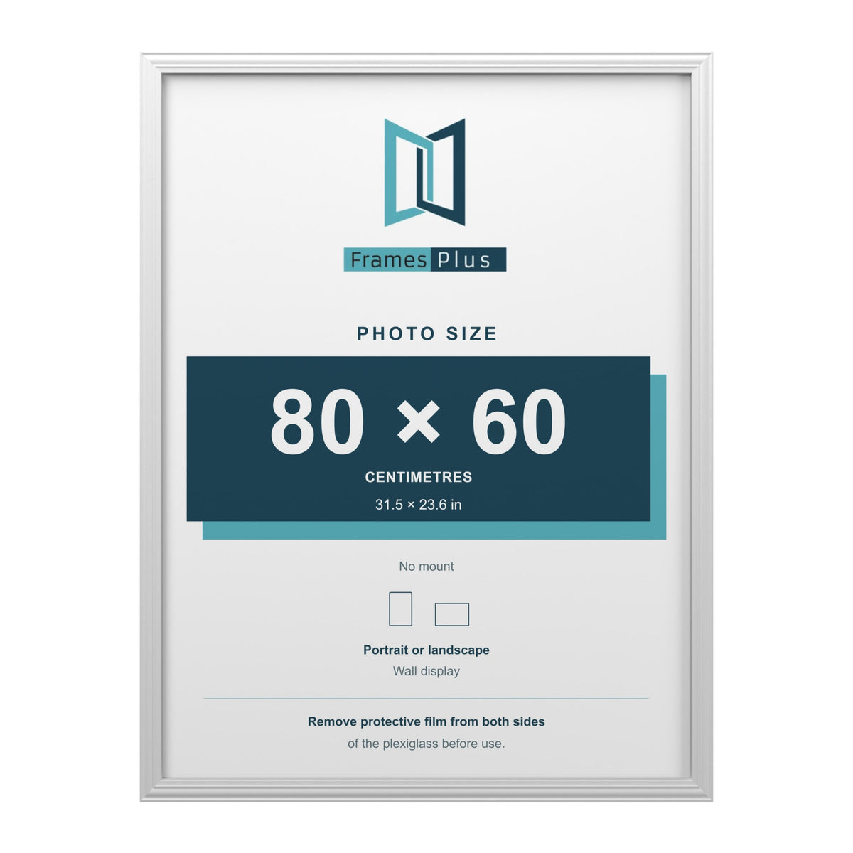 Devon White picture frame for an 80 x 60 cm photo