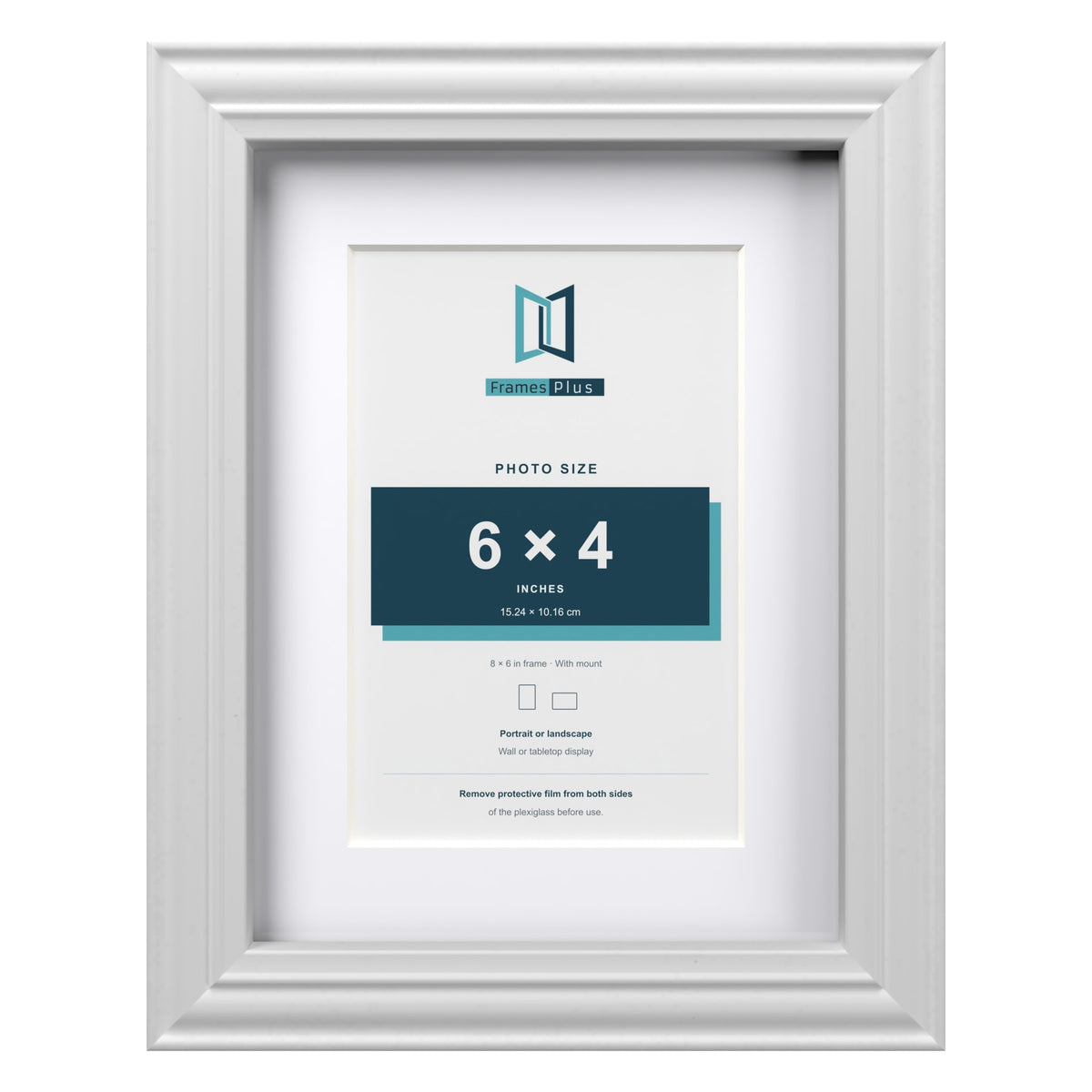 Devon White 8 x 6 inch picture frame with a white mount for a 6 x 4 inch photo