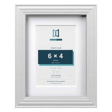 Devon White 8 x 6 inch picture frame with a white mount for a 6 x 4 inch photo