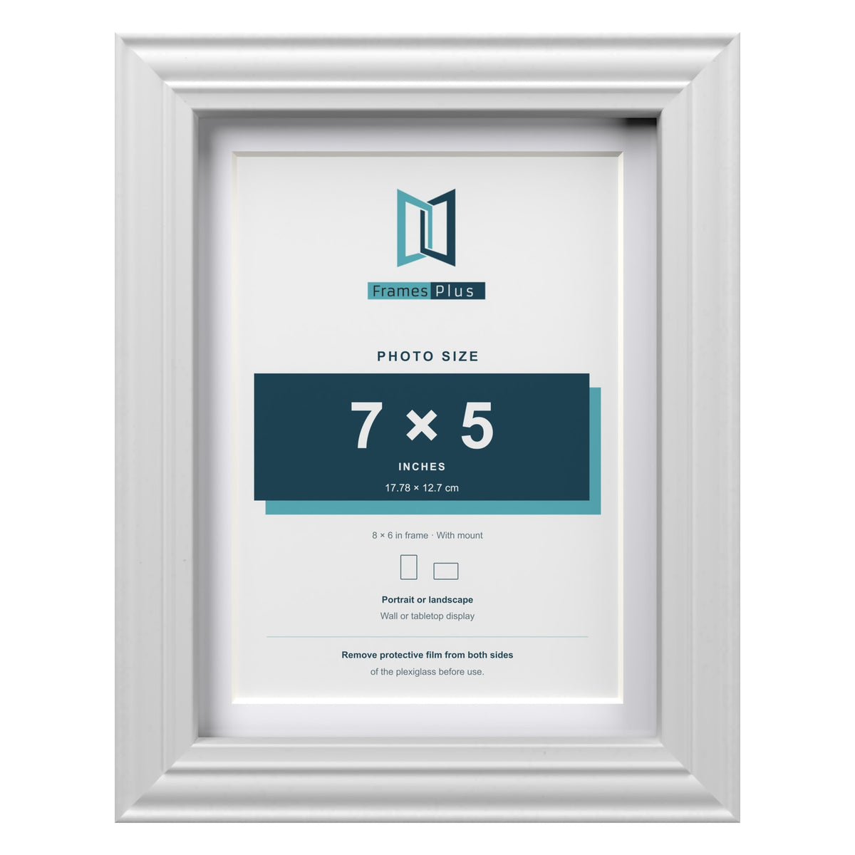 Devon White 8 x 6 inch picture frame with a white mount for a 7 x 5 inch photo