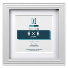 Devon White 8 x 8 inch picture frame with a white mount for a 6 x 6 inch photo