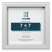 Devon White 8 x 8 inch picture frame with a white mount for a 7 x 7 inch photo