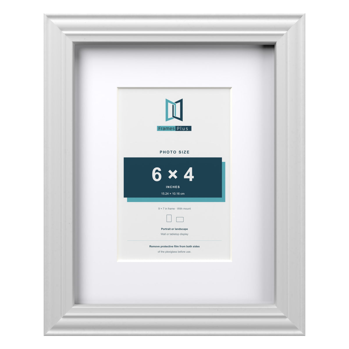 Devon White 9 x 7 inch picture frame with a white mount for a 6 x 4 inch photo