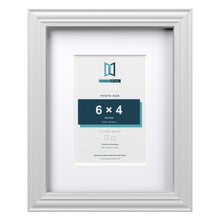 Devon White 9 x 7 inch picture frame with a white mount for a 6 x 4 inch photo
