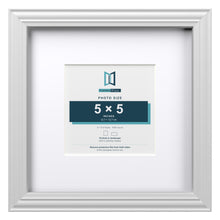 Devon White 9 x 9 inch picture frame with a white mount for a 5 x 5 inch photo