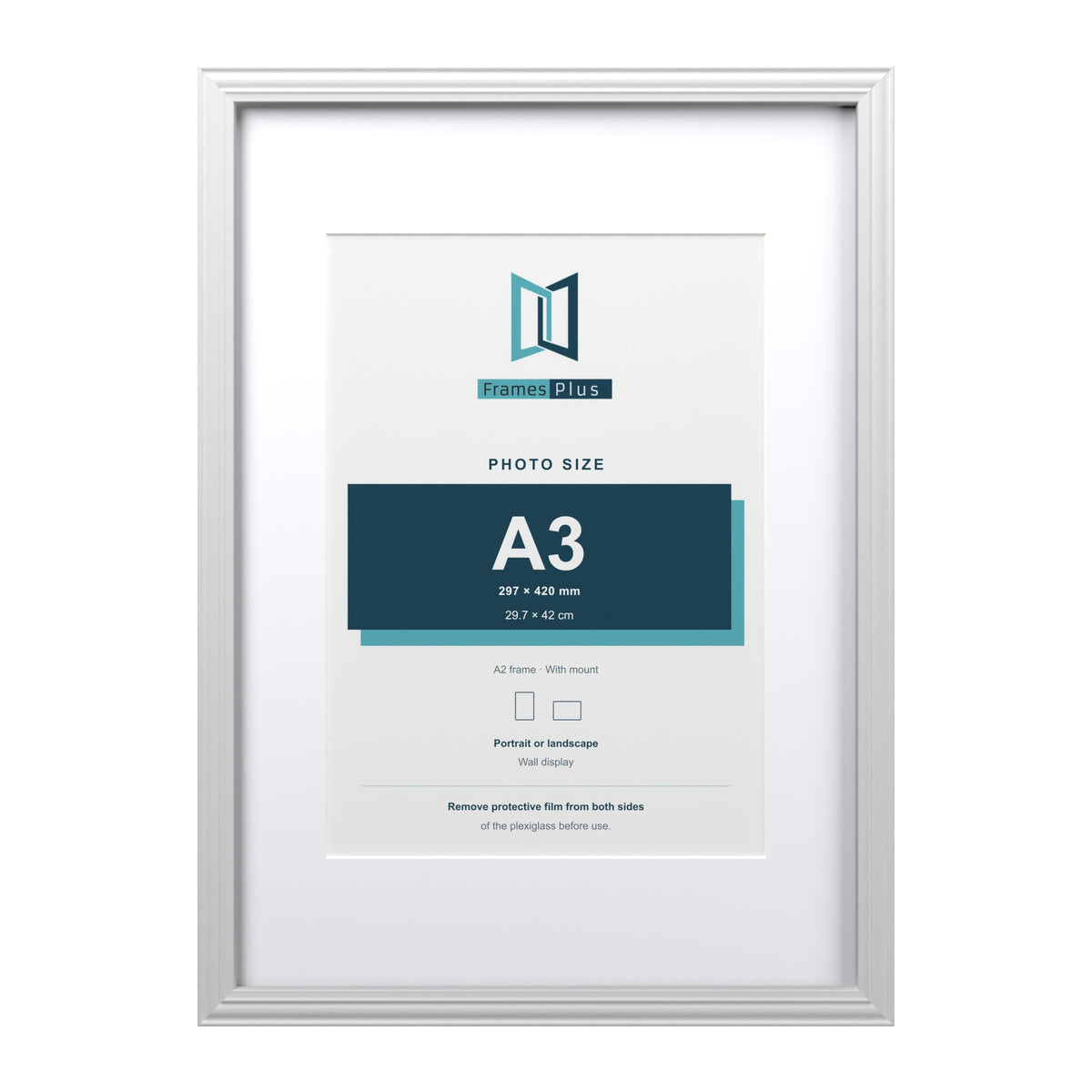 Devon White A2 picture frame with a white mount for an A3 photo