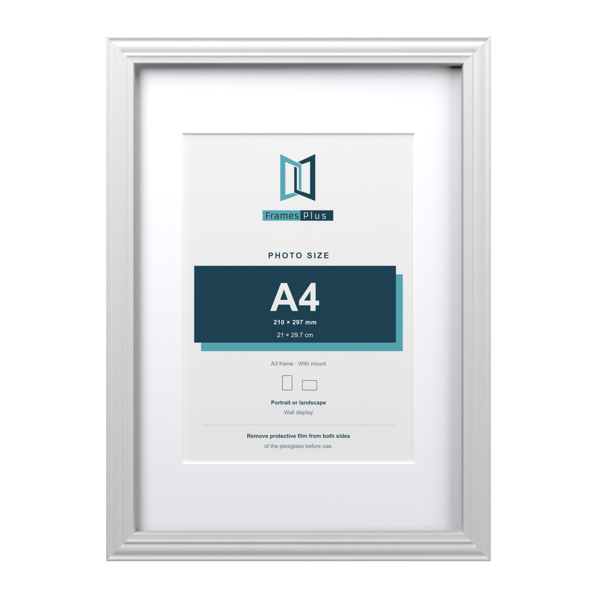Devon White A3 picture frame with a white mount for an A4 photo