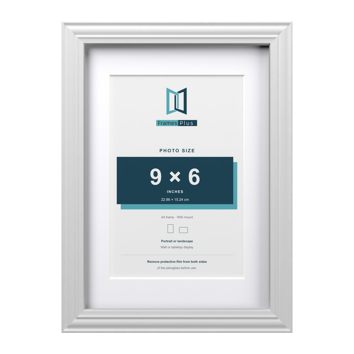 Devon White A4 picture frame with a white mount for a 9 x 6 inch photo