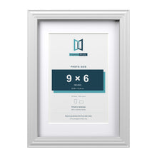 Devon White A4 picture frame with a white mount for a 9 x 6 inch photo
