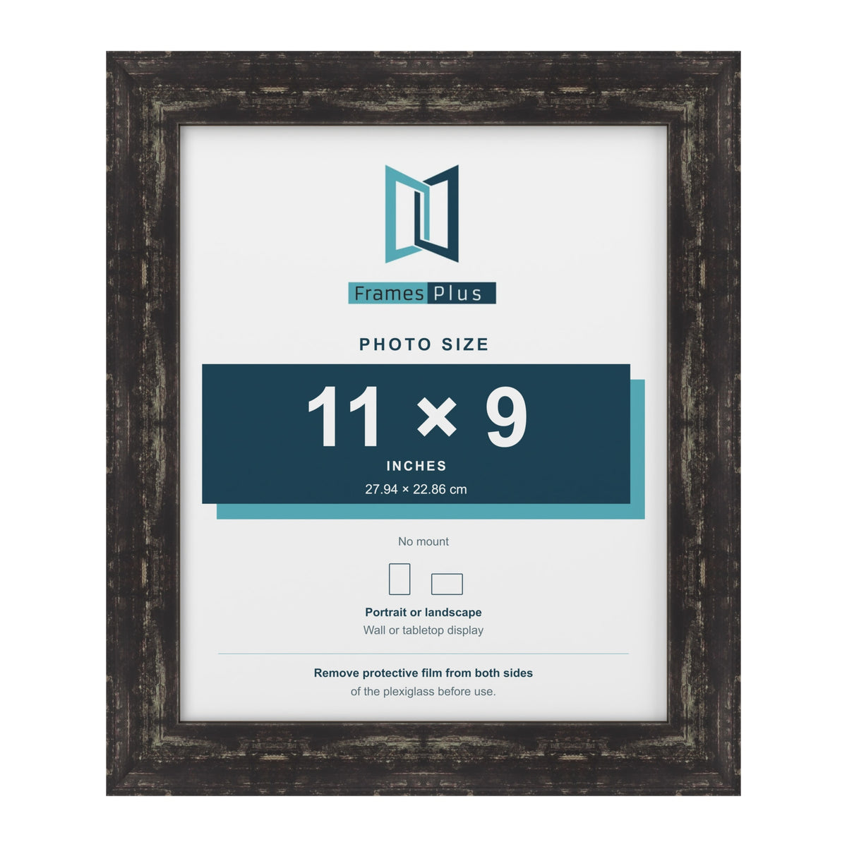 Exmouth Black Distressed picture frame for an 11 x 9 inch photo