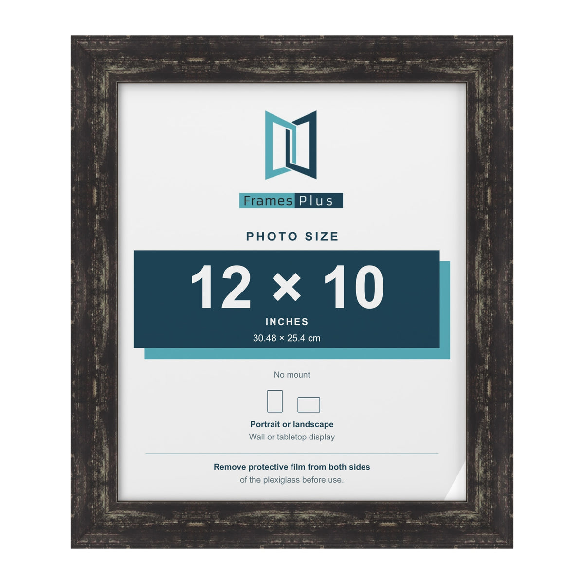 Exmouth Black Distressed picture frame for a 12 x 10 inch photo