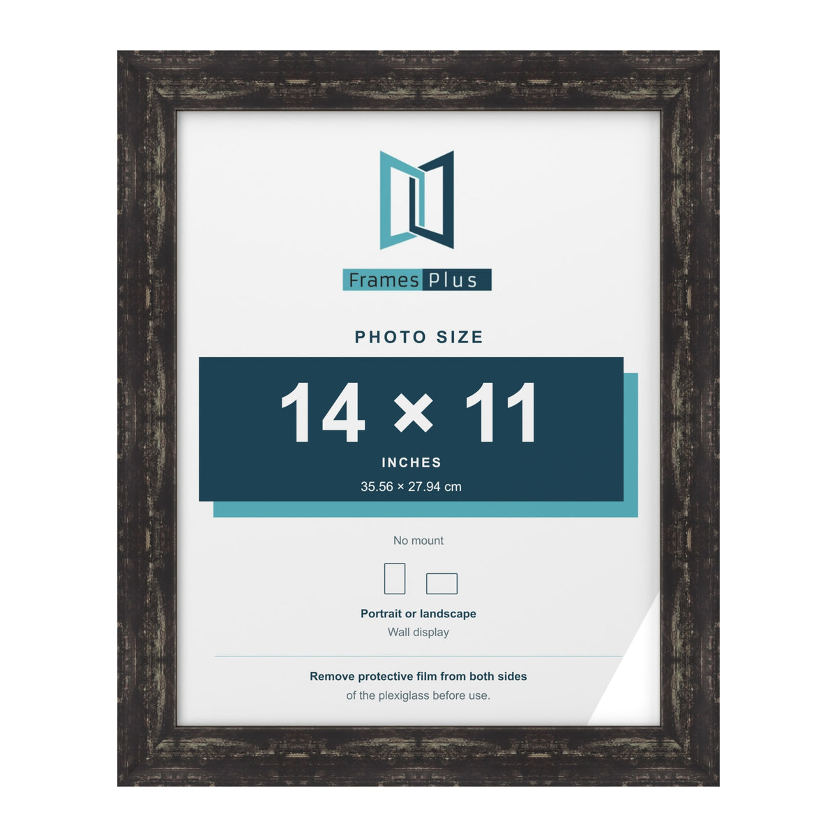 Exmouth Black Distressed picture frame for a 14 x 11 inch photo