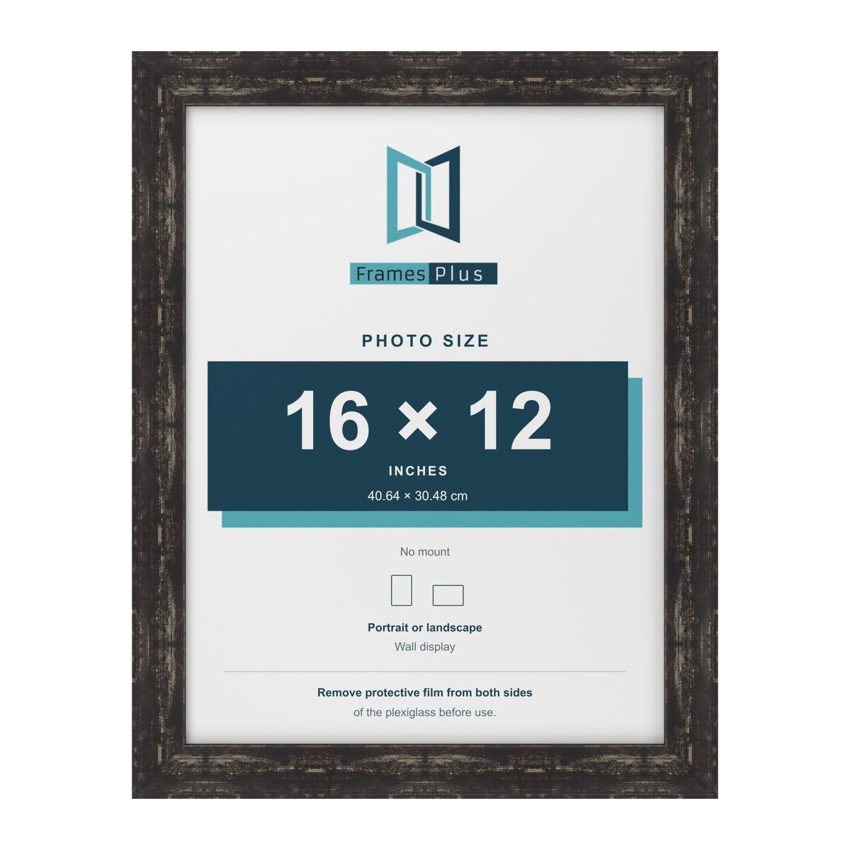 Exmouth Black Distressed picture frame for a 16 x 12 inch photo