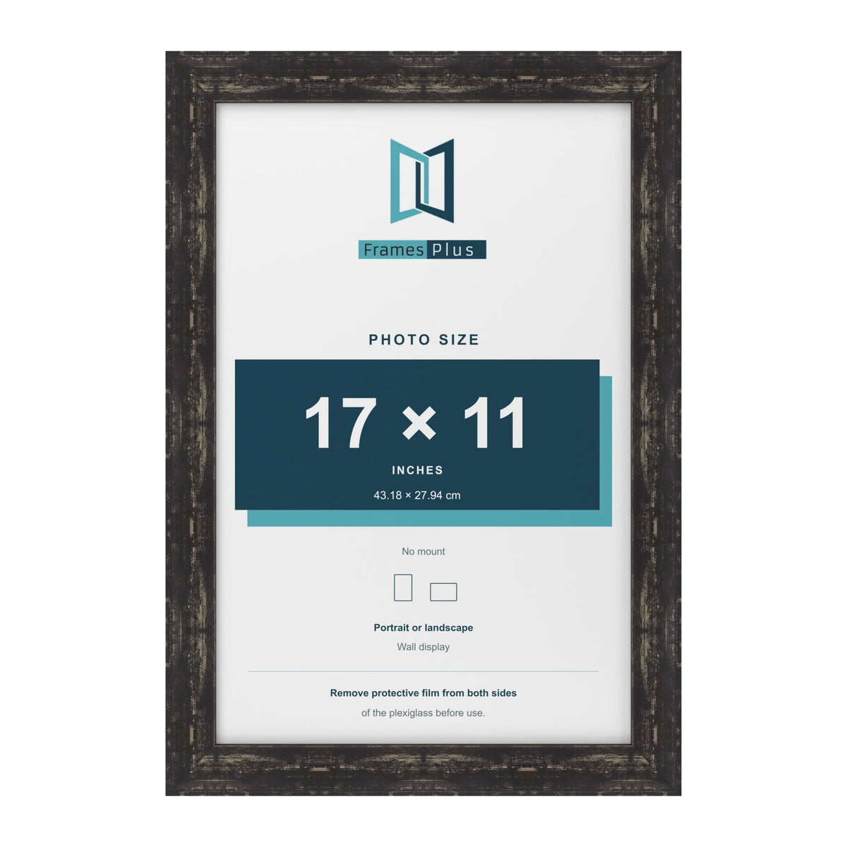 Exmouth Black Distressed picture frame for a 17 x 11 inch photo