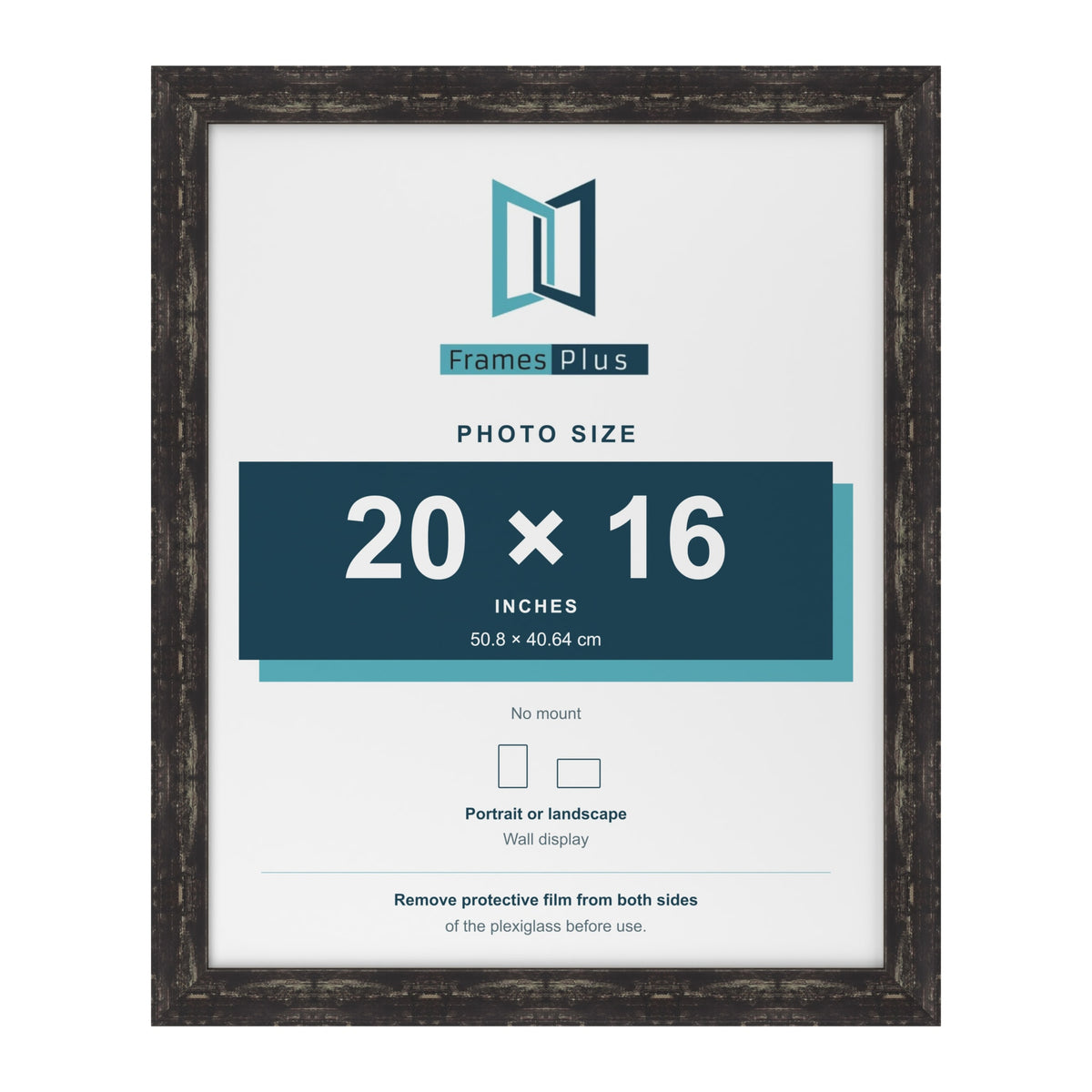 Exmouth Black Distressed picture frame for a 20 x 16 inch photo