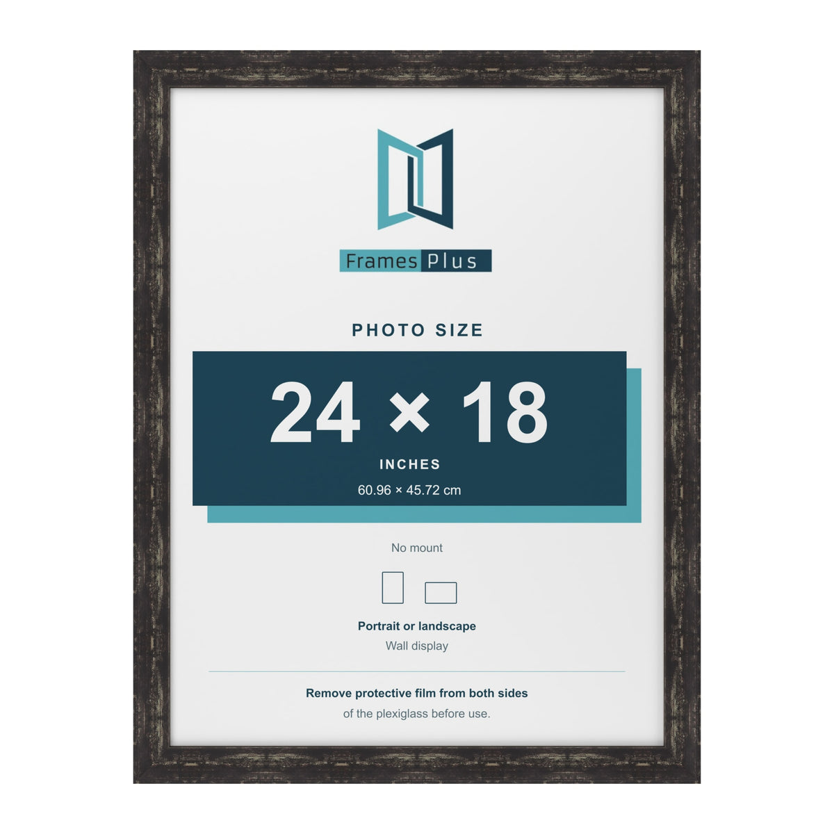 Exmouth Black Distressed picture frame for a 24 x 18 inch photo