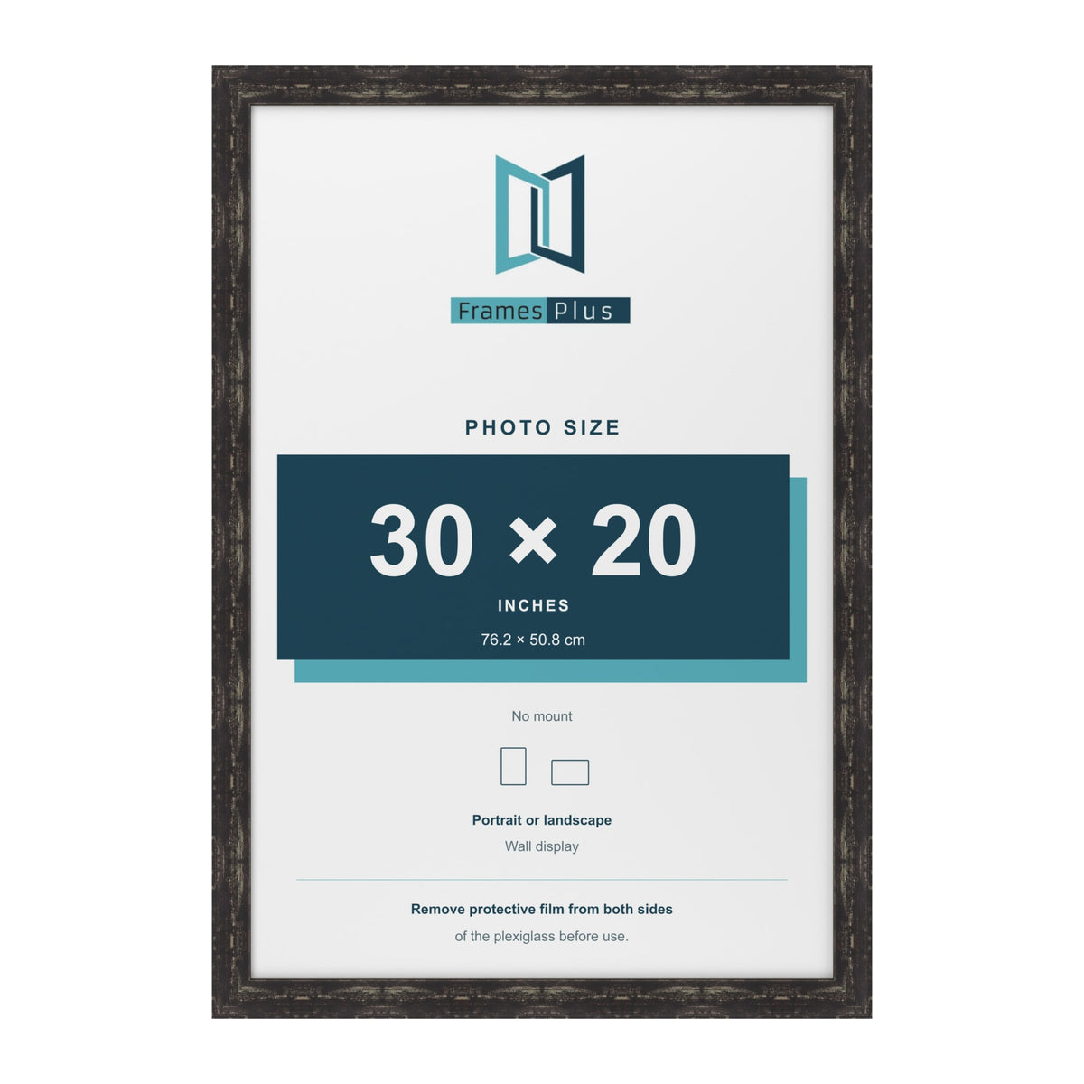 Exmouth Black Distressed picture frame for a 30 x 20 inch photo