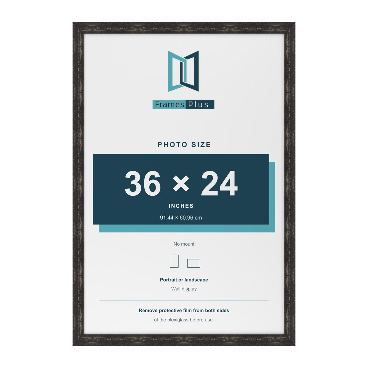 Exmouth Black Distressed picture frame for a 36 x 24 inch photo