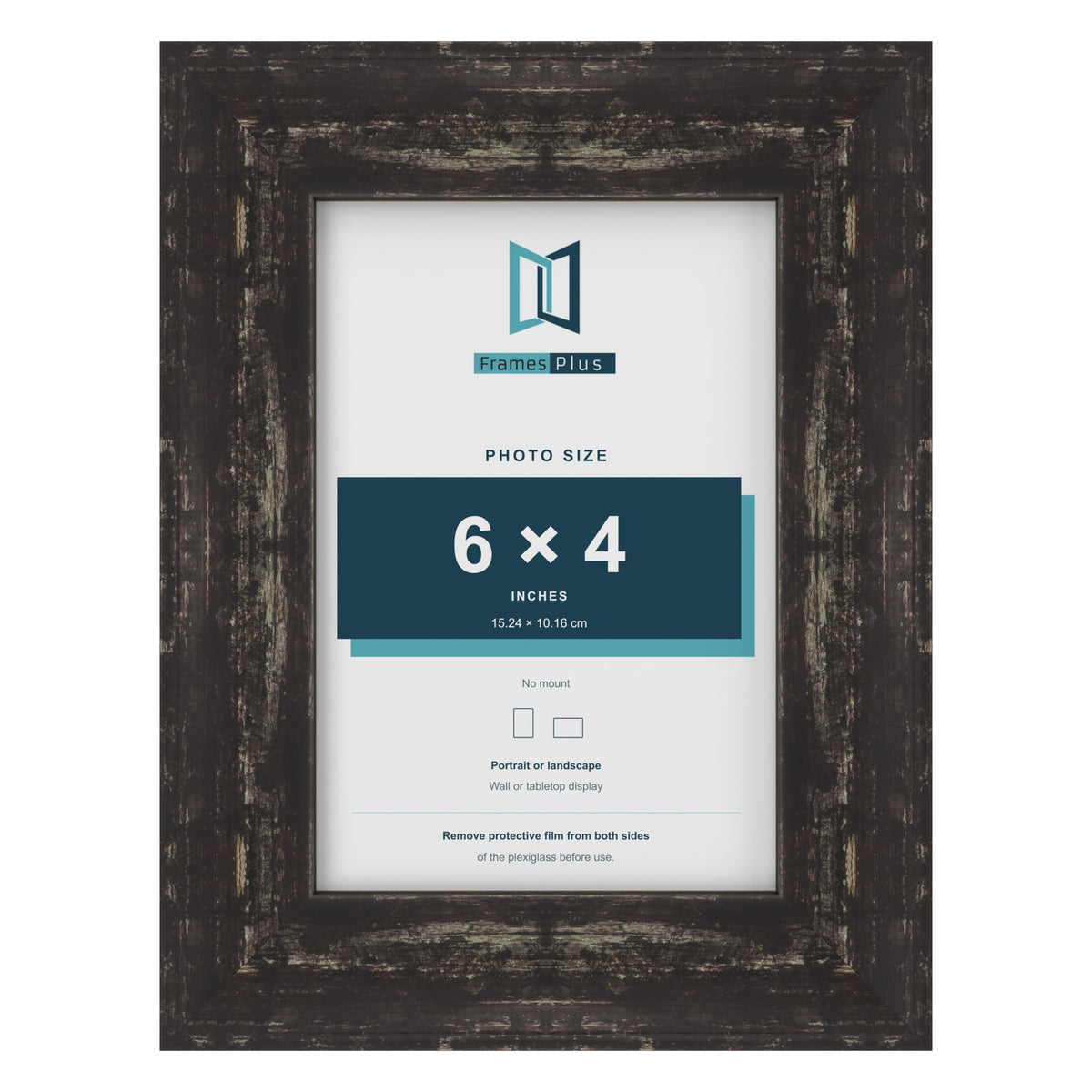Exmouth Black Distressed picture frame for a 6 x 4 inch photo