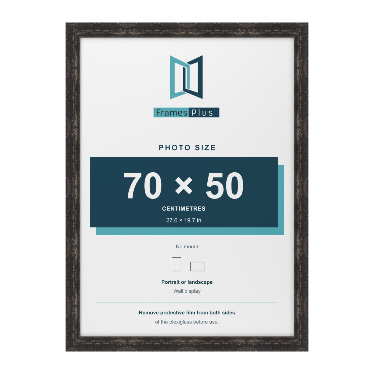 Exmouth Black Distressed picture frame for a 70 x 50 cm photo