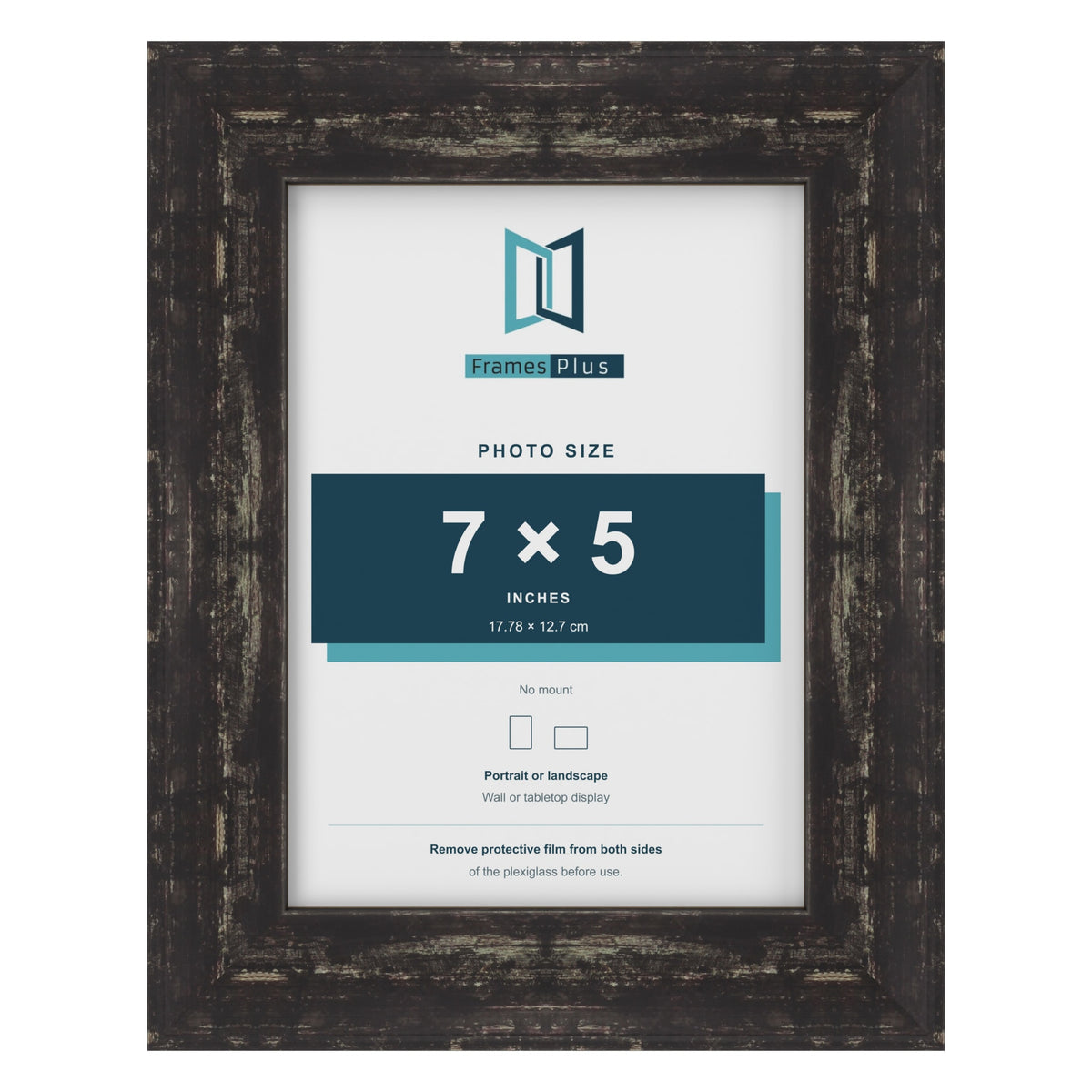 Exmouth Black Distressed picture frame for a 7 x 5 inch photo