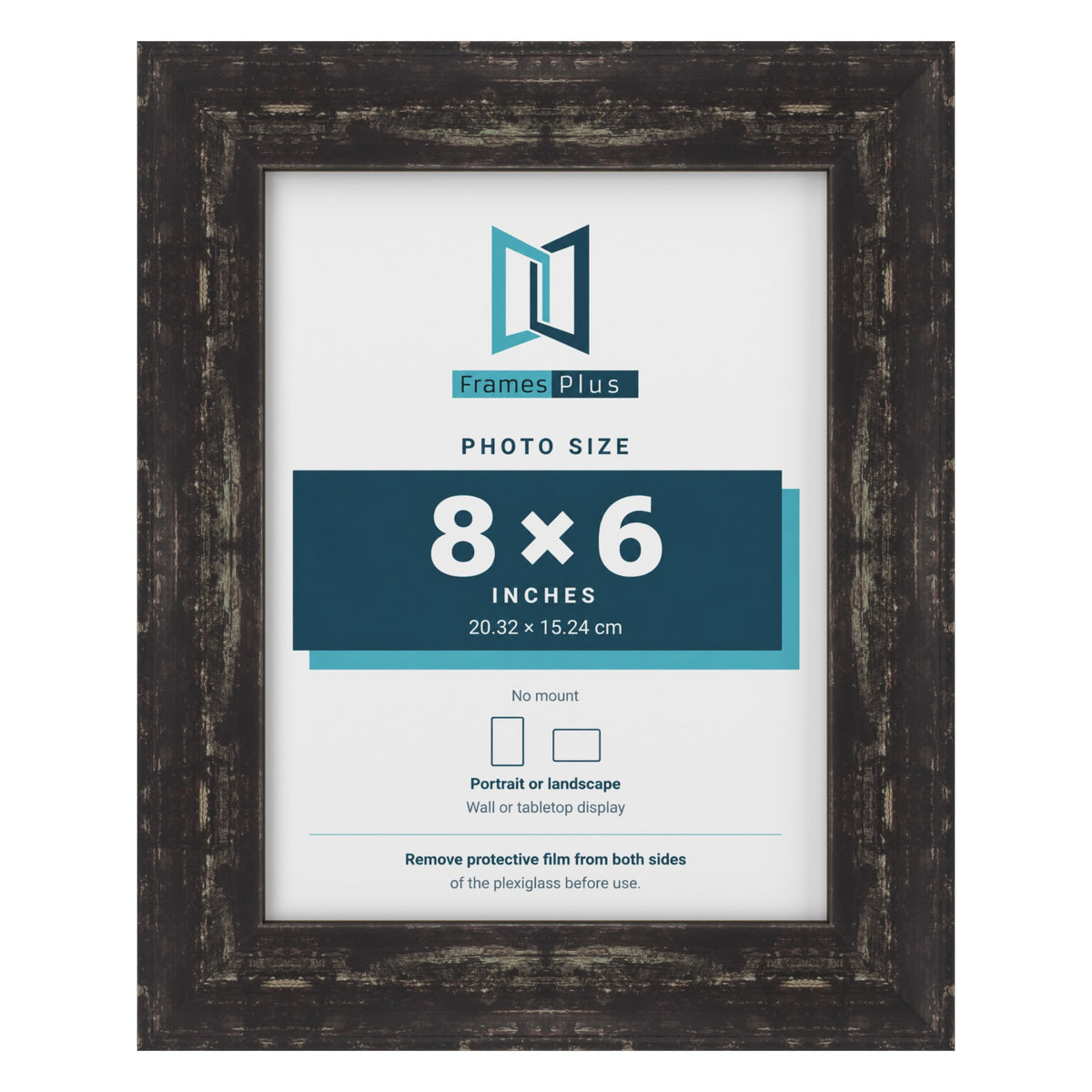 Exmouth Black Distressed picture frame for an 8 x 6 inch photo