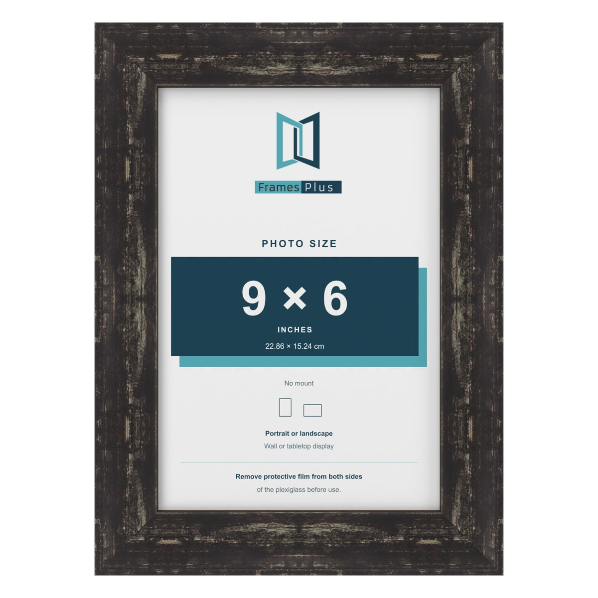 Exmouth Black Distressed picture frame for a 9 x 6 inch photo