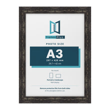 Exmouth Black Distressed picture frame for an A3 photo