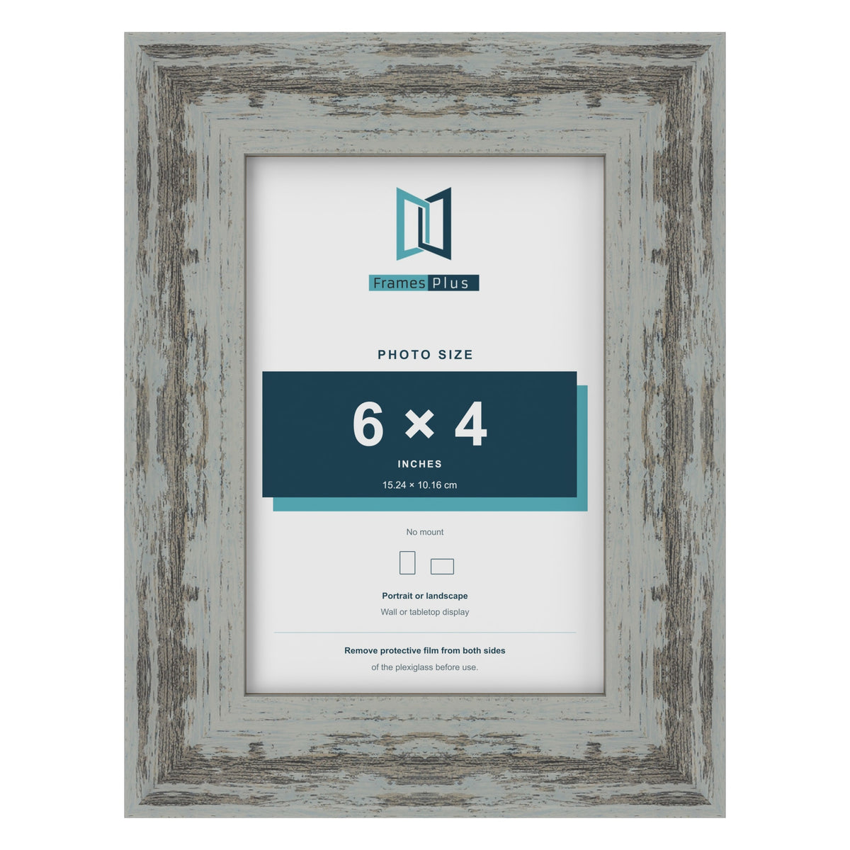Exmouth Distressed Blue picture frame for a 102 x 152 mm photo