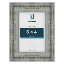 Exmouth Distressed Blue picture frame for a 102 x 152 mm photo
