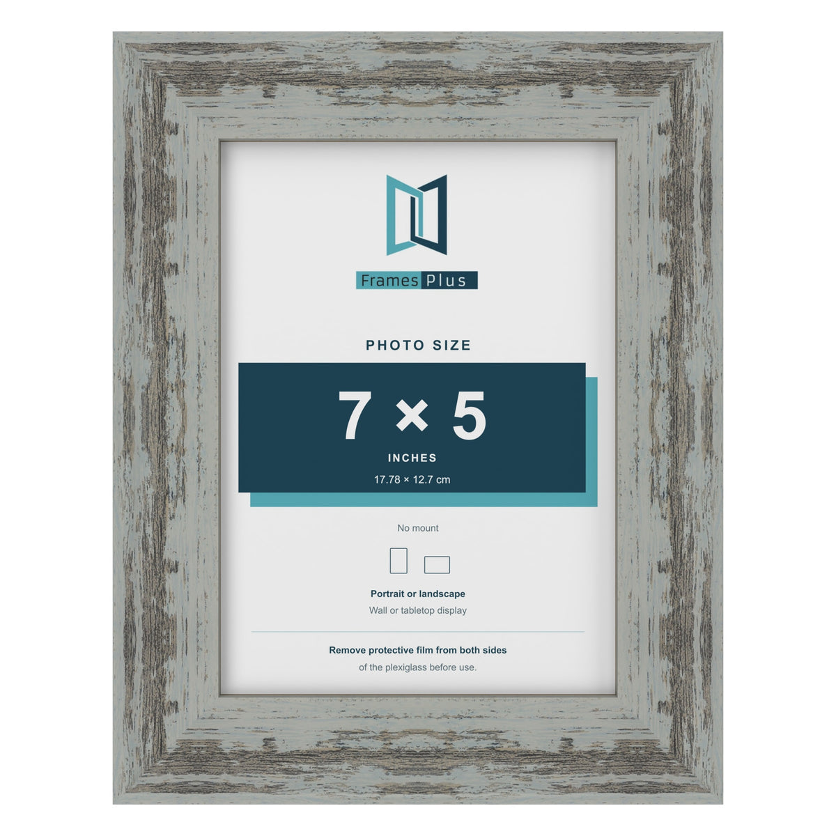 Exmouth Distressed Blue picture frame for a 127 x 178 mm photo