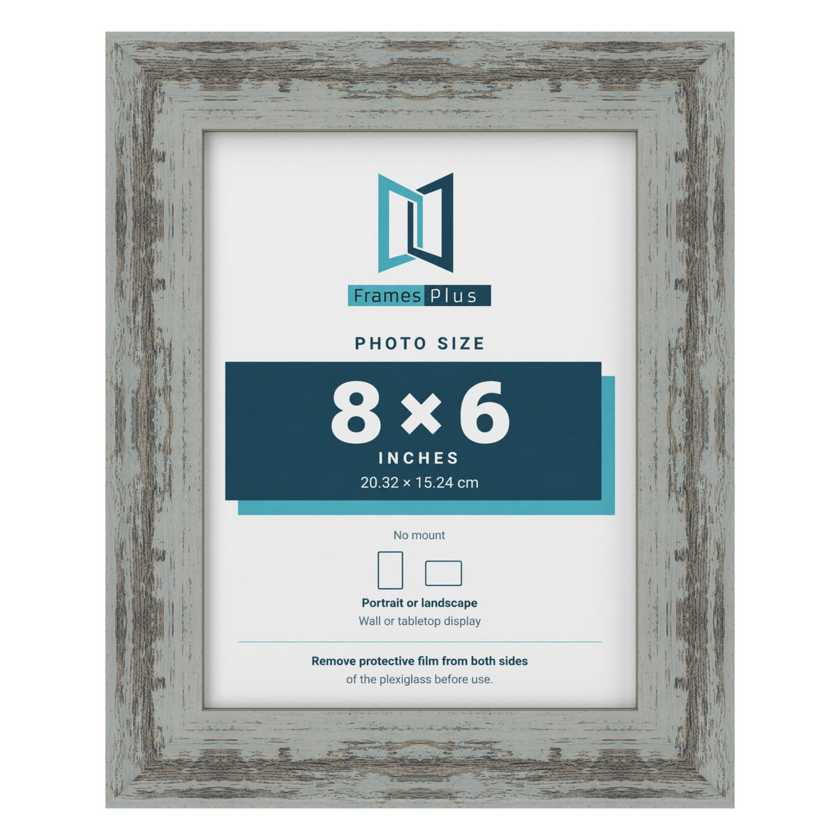 Exmouth Distressed Blue picture frame for a 152 x 203 mm photo
