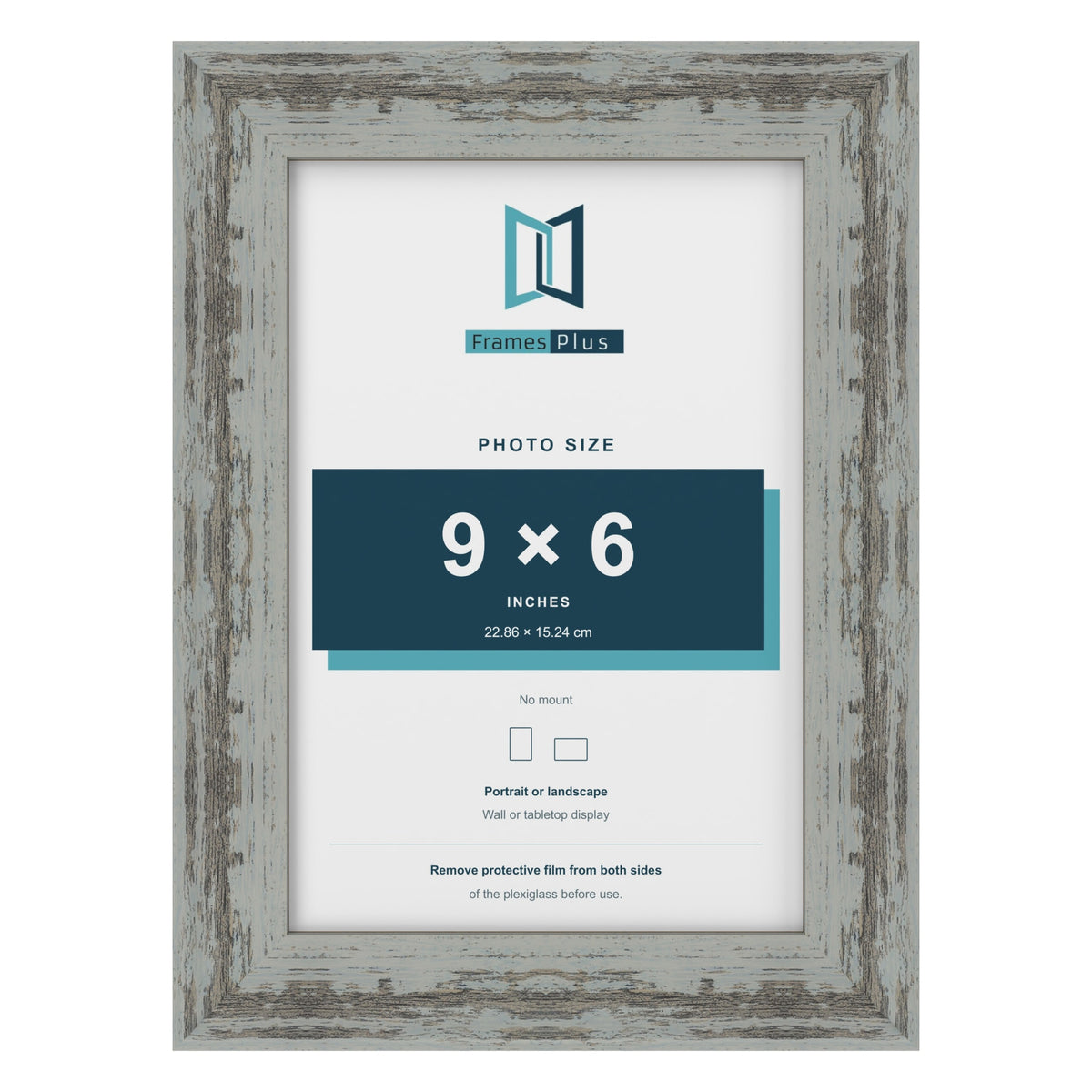 Exmouth Distressed Blue picture frame for a 152 x 229 mm photo