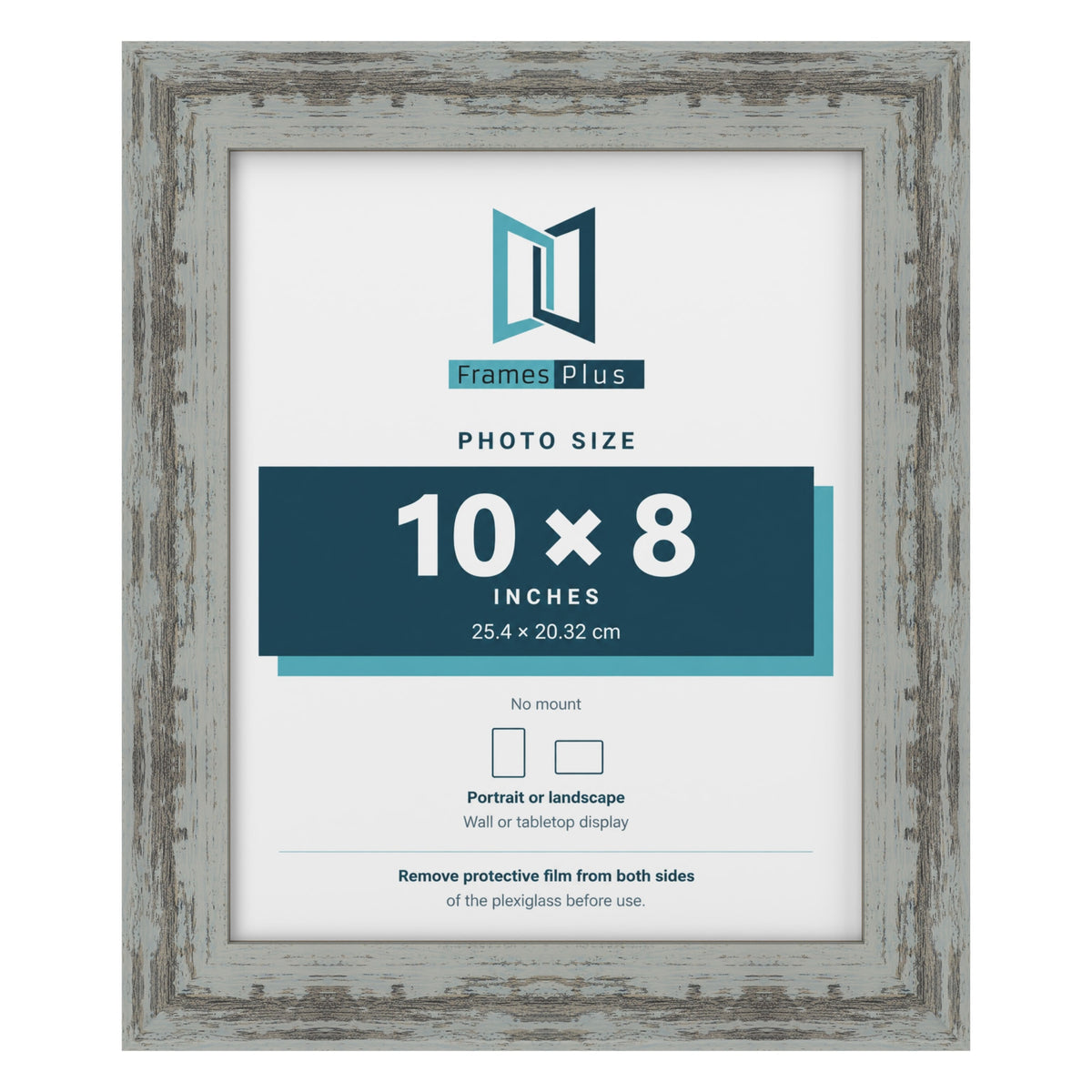 Exmouth Distressed Blue picture frame for a 203 x 254 mm photo